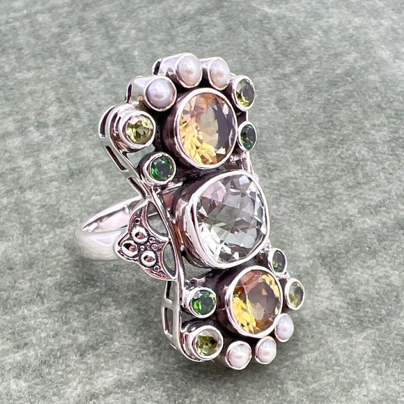 🌟NICKY BUTLER One Of A Kind 925 Sterling Silver Prasiolite Citrine Ring … - Picture 3 of 12